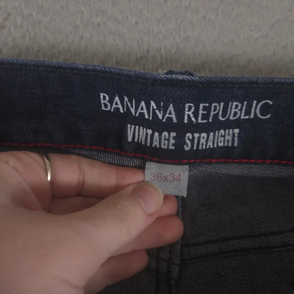 Banana Republic Jeans Mens 36x34 Blue Vintage Straight Stretch Denim Dark Wash